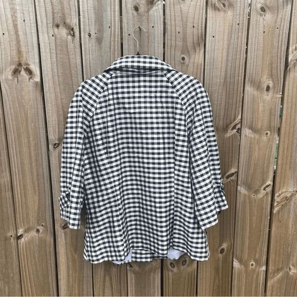 Focus 2000 Gingham Silk Black White Cropped Short Jacket Coat Plus Size 22W - Picture 3 of 7